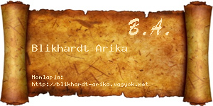 Blikhardt Arika névjegykártya
